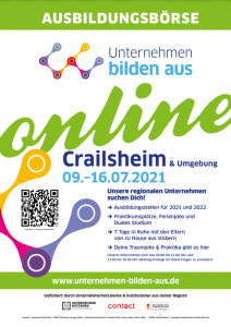 Read more about the article Netzwerk-Fachkräfte-Ausbildungsbörse für Crailsheim und Umgebung vom 09.07.21 – 16.07.21