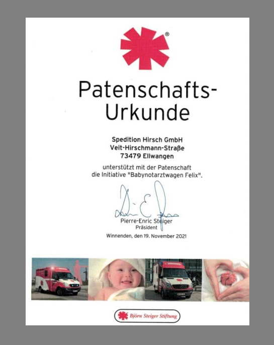 Read more about the article Patenschaft für Initiative „Babynotarztwagen Felix“